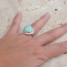 Bague argent lisse et pierre Chrysoprase triangulaire T53