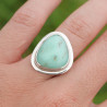 Bague argent lisse et pierre Chrysoprase triangulaire T53