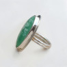 Bague argent lisse et pierre Chrysoprase oblongue T56