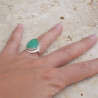 Bague goutte en Chrysoprase et argent lisse T53