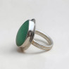 Bague goutte en Chrysoprase et argent lisse T53