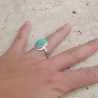 Bague goutte en Chrysoprase et argent lisse T51