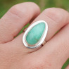 Bague goutte en Chrysoprase et argent lisse T51