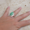 Bague en argent lisse et pierre Chrysoprase T53