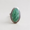 Bague en argent lisse et pierre Chrysoprase T53