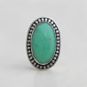 Bague ovale en argent ciselé et pierre Chrysoprase T53 réglable