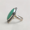 Bague ovale en argent ciselé et pierre Chrysoprase T53 réglable