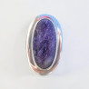Grosse bague oblongue argent plat et pierre Charoite (violet) T54