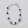 Bracelet argent strié 8 pierres rondes en Améthyste