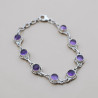 Bracelet argent strié 8 pierres rondes en Améthyste