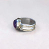Bague argent avec dorure et pierre ronde en Améthyste (violet) T52