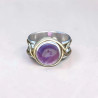 Bague argent avec dorure et pierre ronde en Améthyste (violet) T52