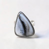 Bague asymétrique en pierre naturelle Agate dendrite et argent T54 réglable