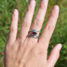 Bague argent plumes et pierre brute en Grenat T62