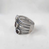 Bague large en argent et 3 pierres en Grenat T59