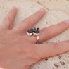 Bague argent 6 pierres naturelles Grenat T55 réglable
