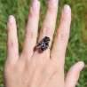 Bague argent 6 pierres naturelles Grenat T55 réglable