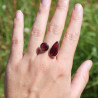 Bague ouverte en argent et 2 cabochons en Grenat T59