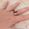 Bague ouverte en argent et 2 cabochons en Grenat T59