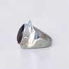 Bague large pointe argent et pierre facettée en Grenat T56