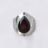 Bague large pointe argent et pierre facettée en Grenat T56