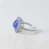 Bague fleur argent et 15 pierres griffées en Tanzanite T60