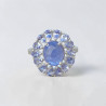 Bague fleur argent et 15 pierres griffées en Tanzanite T60