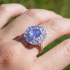 Bague fleur argent et 15 pierres griffées en Tanzanite T60