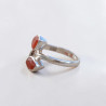 Bague argent et 3 pierres facettées en Cornaline T54