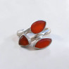 Bague argent et 3 pierres facettées en Cornaline T54
