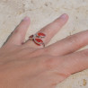 Bague argent et 3 pierres facettées en Cornaline T54