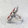 Longue bague argent ajouré & travaillé et 3 pierres Cornaline T61