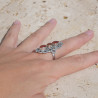 Longue bague argent ajouré & travaillé et 3 pierres Cornaline T61