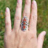 Longue bague argent ajouré & travaillé et 3 pierres Cornaline T61