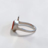 Bague asymétrique argent et pierre navette en Cornaline T61