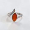 Bague asymétrique argent et pierre navette en Cornaline T61