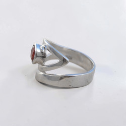 Bague serpent ajouré argent et pierre Cornaline T54