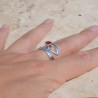 Bague serpent ajouré argent et pierre Cornaline T54