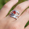 Bague serpent ajouré argent et pierre Cornaline T54
