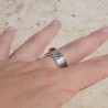 Anneau large mixte argent et pierre ronde Cornaline T58