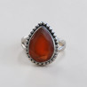 Bague goutte argent ciselé et pierre Cornaline T52