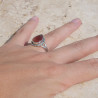 Bague goutte argent ciselé et pierre Cornaline T52