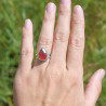 Bague goutte argent ciselé et pierre Cornaline T52