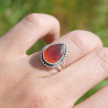 Bague goutte argent ciselé et pierre Cornaline T52