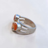 Bague 3 pierres facettées Cornaline et argent T54
