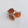 Bague 3 pierres facettées Cornaline et argent T54