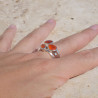 Bague 3 pierres facettées Cornaline et argent T54