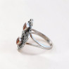 Bague style ancien argent oxydé et 2 pierres Cornaline T58
