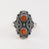 Bague style ancien argent oxydé et 2 pierres Cornaline T58