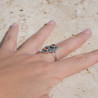 Bague style ancien argent oxydé et 2 pierres Cornaline T58